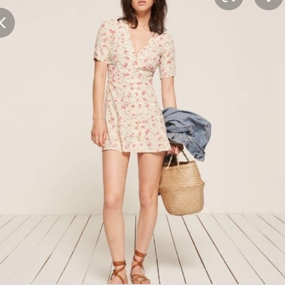 Reformation White Floral mini Dress
